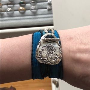 Silver horse wrap bracelet